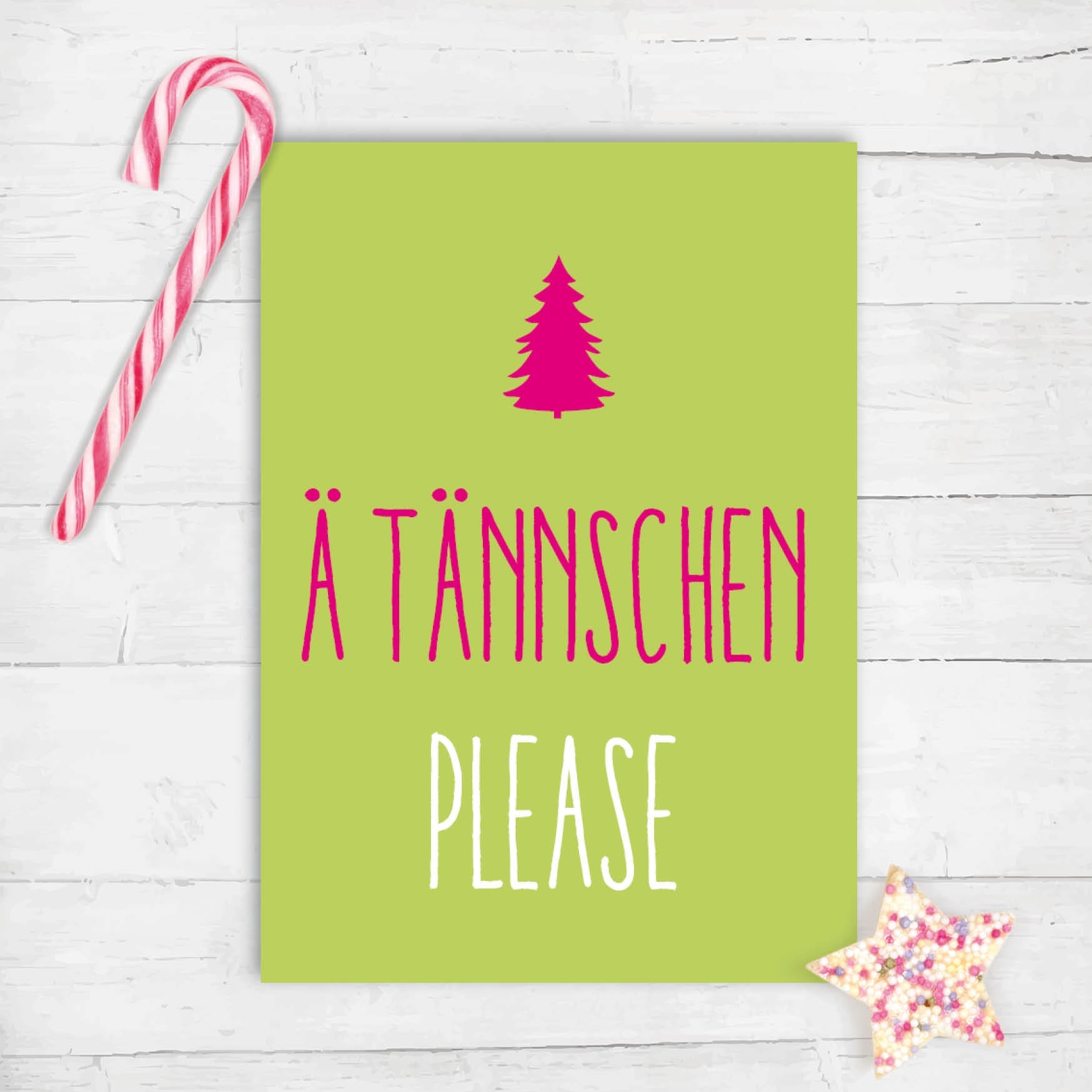 Weihnachts - Postkarte: Ä TÄNNSCHEN PLEASE - Individuelle Einladung